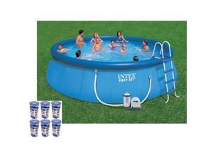 Intex 18ft x 48in Easy Set Swimming Pool Kit w/ 1500 GPH GFCI Filter Pump