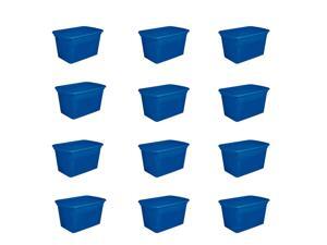 Sterilite 30 Gallon Plastic Stackable Storage Tote Container Box, Blue (12 Pack) Sterilite 30 Gallon Plastic Stackable Storage Tote Container Box, Blue (12 Pack)