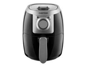 chefman turbofry 2 liter air personal compact healthy fryer w/adjustable temperature control, 30 minute timer and dishwasher safe basket black