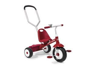 Radio Flyer Deluxe Steer and Stroll Kids Recreation Bike Tricycle, Red
