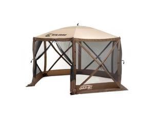 Clam Quick Set Escape Pop Up Camping Gazebo Canopy Screen Shelter, Brown