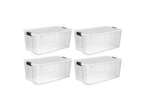 Sterilite 116 Quart Ultra Latching Clear Plastic Storage Tote Container, 4 Pack Sterilite 116 Quart Ultra Latching Clear Plastic Storage Tote Container, 4 Pack