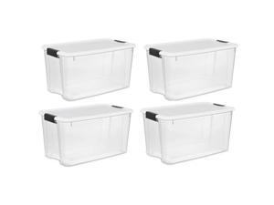 Sterilite 70 Qt Extra Large Clear Durable Stacking Storage Container Box, 4 Pack Sterilite 70 Qt Extra Large Clear Durable Stacking Storage Container Box, 4 Pack