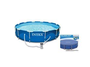 Intex 10ft x 30in Metal Frame Swimming Pool Set with Filter and Debris Cover