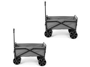 Seina Collapsible Steel Frame Folding Utility Beach Wagon Cart, Gray (2 Pack)