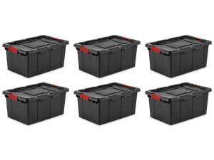 6) Sterilite 14649006 15-Gallon Durable Rugged Industrial Tote Red Latches Black 6) Sterilite 14649006 15-Gallon Durable Rugged Industrial Tote Red Latches Black