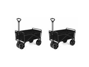 Seina Collapsible Steel Frame Folding Utility Beach Wagon Outdoor Cart (2 Pack)