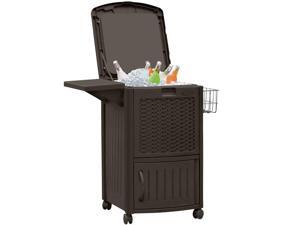 Suncast DCCW3200 Cooler Station 77 Quart 72 Can Resin Mobile Beverage Cart, Java Suncast DCCW3200 Cooler Station 77 Quart 72 Can Resin Mobile Beverage Cart, Java