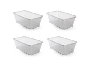 Life Story 6 Quart Rectangular Clear Plastic Lidded Storage Shoe Box, 4 Pack Life Story 6 Quart Rectangular Clear Plastic Lidded Storage Shoe Box, 4 Pack
