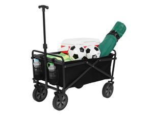 Seina 150lb Capacity Folding Collapsible Steel Utility Wagon Cart, Black/Grey