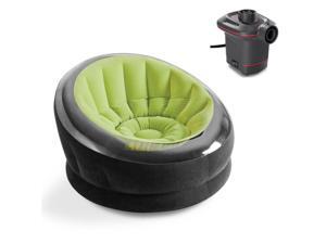 Intex Empire Inflatable Lounge Chair, Green & Intex 12V Corded Electric Air Pump Intex Empire Inflatable Lounge Chair, Green & Intex 12V Corded Electric Air Pump