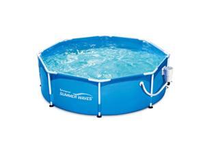 Summer Waves 8ft x 30in Outdoor Round Frame Above Ground Swimming Pool with Pump Summer Waves 8ft x 30in Outdoor Round Frame Above Ground Swimming Pool with Pump