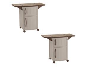 New Suncast Portable Outdoor Patio Prep Serving Station Table & Cabinet (2 Pack) New Suncast Portable Outdoor Patio Prep Serving Station Table & Cabinet (2 Pack)
