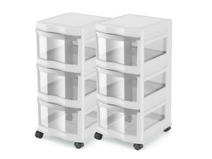 Life Story Classic 3 Shelf Storage Organizer Plastic Drawers, White (2 Pack) Life Story Classic 3 Shelf Storage Organizer Plastic Drawers, White (2 Pack)