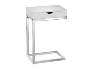 Monarch Specialties Glossy White Hollow-Core Chrome Metal Accent Table I 3031