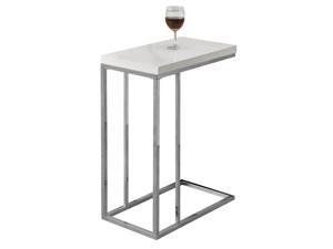 Glossy White Hollow-Core / Chrome Metal Accent Table by Monarch