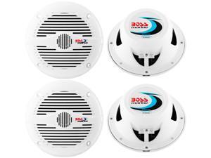 4) NEW BOSS MR50W 5.25" 2-Way 300W Marine/Boat Coaxial Audio Speakers - White 4) NEW BOSS MR50W 5.25" 2-Way 300W Marine/Boat Coaxial Audio Speakers - White