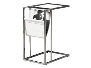 Monarch Specialties I 3034 White - Chrome Metal Accent Table With A Magazine Holder
