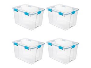 Sterilite 80 Quart Plastic Home Storage Gasket Box Container, Clear (4 Pack)
