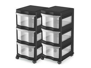 Life Story Classic 3 Shelf Storage Organizer Plastic Drawers, Black (2 Pack) Life Story Classic 3 Shelf Storage Organizer Plastic Drawers, Black (2 Pack)