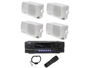 PYLE PLMR24 3.5" 200W Outdoor Speakers 4pk & PT260A 200W Stereo Theater Receiver PYLE PLMR24 3.5" 200W Outdoor Speakers 4pk & PT260A 200W Stereo Theater Receiver
