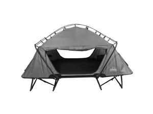 Kamp-Rite TB Collapsible Double Elevated 2 Person Tent Cot w/Bag & Rainfly, Gray