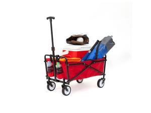 Seina Steel Compact Collapsible Folding Outdoor Portable Utility Cart in Red