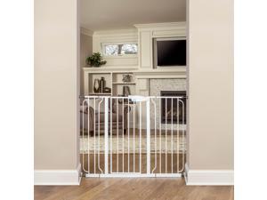 Regalo Metal Frame Easy Setup Adjustable WideSpan Extra Tall Baby Gate, White