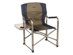Kamp-Rite Portable Director's Chair with Side Table & Cup Holder, Navy & Tan