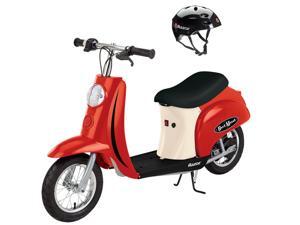 Razor Pocket Mod Mini Euro 24V 250W Electric Kids Retro Scooter with Helmet, Red Razor Pocket Mod Mini Euro 24V 250W Electric Kids Retro Scooter with Helmet, Red