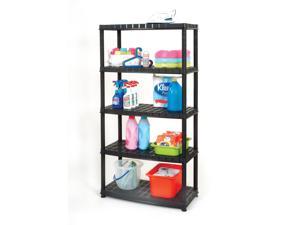 Ram Quality Products Optimo 16 inch 5 Tier Plastic Storage Shelves, Black