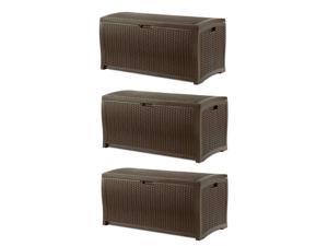 Suncast 73 Gallon Waterproof Resin Wicker Outdoor Patio Storage Deck Box, 3 Pack Suncast 73 Gallon Waterproof Resin Wicker Outdoor Patio Storage Deck Box, 3 Pack