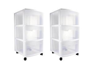 Sterilite Ultra 3 Drawer Cart Plastic Rolling Storage Container (2 Pack) Sterilite Ultra 3 Drawer Cart Plastic Rolling Storage Container (2 Pack)