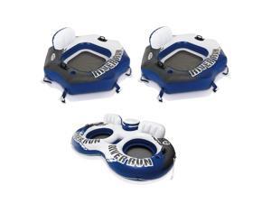 Intex River Run Connect 1 Person Floating Tube, Blue (2 Pack) & 2 Person Tube Intex River Run Connect 1 Person Floating Tube, Blue (2 Pack) & 2 Person Tube
