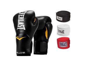 Everlast Black Elite ProStyle Boxing Gloves 14 Oz & 120-Inch Hand Wraps (3 Pack) Everlast Black Elite ProStyle Boxing Gloves 14 Oz & 120-Inch Hand Wraps (3 Pack)