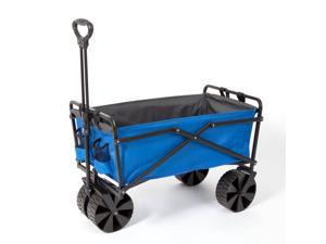 Seina Powder Coated Steel Garden Cart Beach Wagon, Blue & Grey