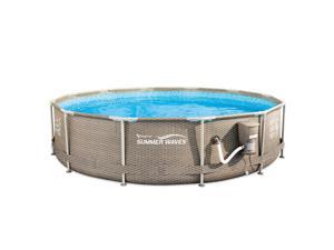 Summer Waves 12' x 30" Outdoor Round Frame Above Ground Swimming Pool with Pump Summer Waves 12' x 30" Outdoor Round Frame Above Ground Swimming Pool with Pump