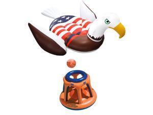 Swimline American Bald Eagle Riding Pool Float & Basketball Hoop Pool Toy Swimline American Bald Eagle Riding Pool Float & Basketball Hoop Pool Toy
