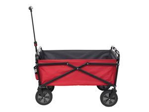 Seina 150lb Capacity Folding Collapsible Steel Utility Wagon Cart, Red/Gray