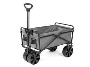 Seina Collapsible Steel Frame Folding Utility Beach Wagon Cart, Gray