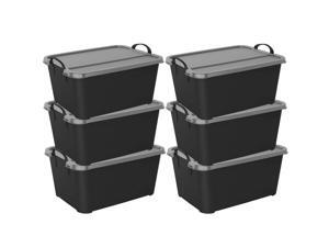 Life Story Black Stackable Storage Box 55 Quart Containers, (6 Pack) Life Story Black Stackable Storage Box 55 Quart Containers, (6 Pack)