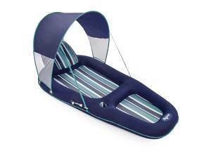 Aqua Leisure Luxurious Inflatable Pool Lounger Float w/ Sunshade Canopy, Blue Aqua Leisure Luxurious Inflatable Pool Lounger Float w/ Sunshade Canopy, Blue