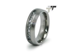 Titanium Wedding Ring with CZ's