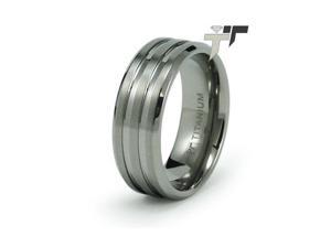 Titanium Men's Wedding Ring w/ 2 Groove