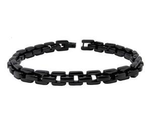 Black Stainless Steel Marina Link Bracelet 9"