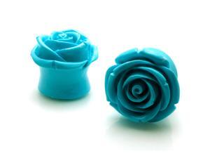 1" Gauge (25mm) Acrylic Tunnel Turquoise Rose Ear Plugs 1" Gauge (25mm) Acrylic Tunnel Turquoise Rose Ear Plugs