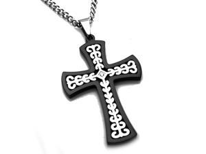 Tioneer P30711 Stainless Steel Two-Tone Celtic Cross Pendant with 0.02ctw CZ Center Stone