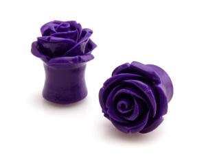 1/2" Gauge (12.7mm) Acrylic Tunnel Purple Rose Ear Plugs 1/2" Gauge (12.7mm) Acrylic Tunnel Purple Rose Ear Plugs