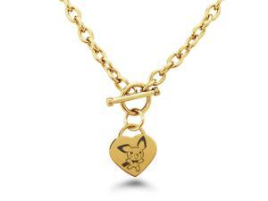 Gold Plated Stainless Steel Pichu Pokémon Heart Charm Necklace