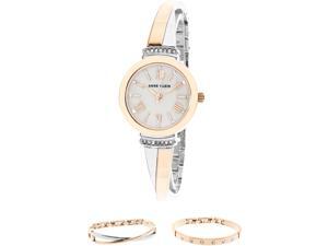 Anne Klein Alloy Mother of Pearl Dial Watch with Rose Gold & Silver Bangle Set Anne Klein Alloy Mother of Pearl Dial Watch with Rose Gold & Silver Bangle Set